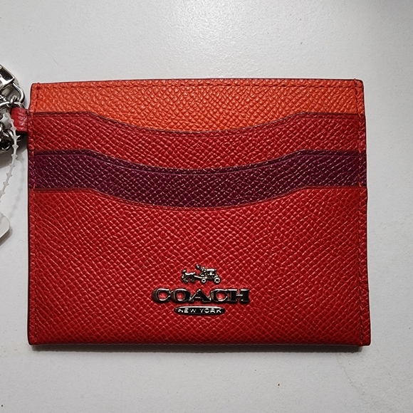 Coach Red and Orange Card Holder - Picture 1 of 8